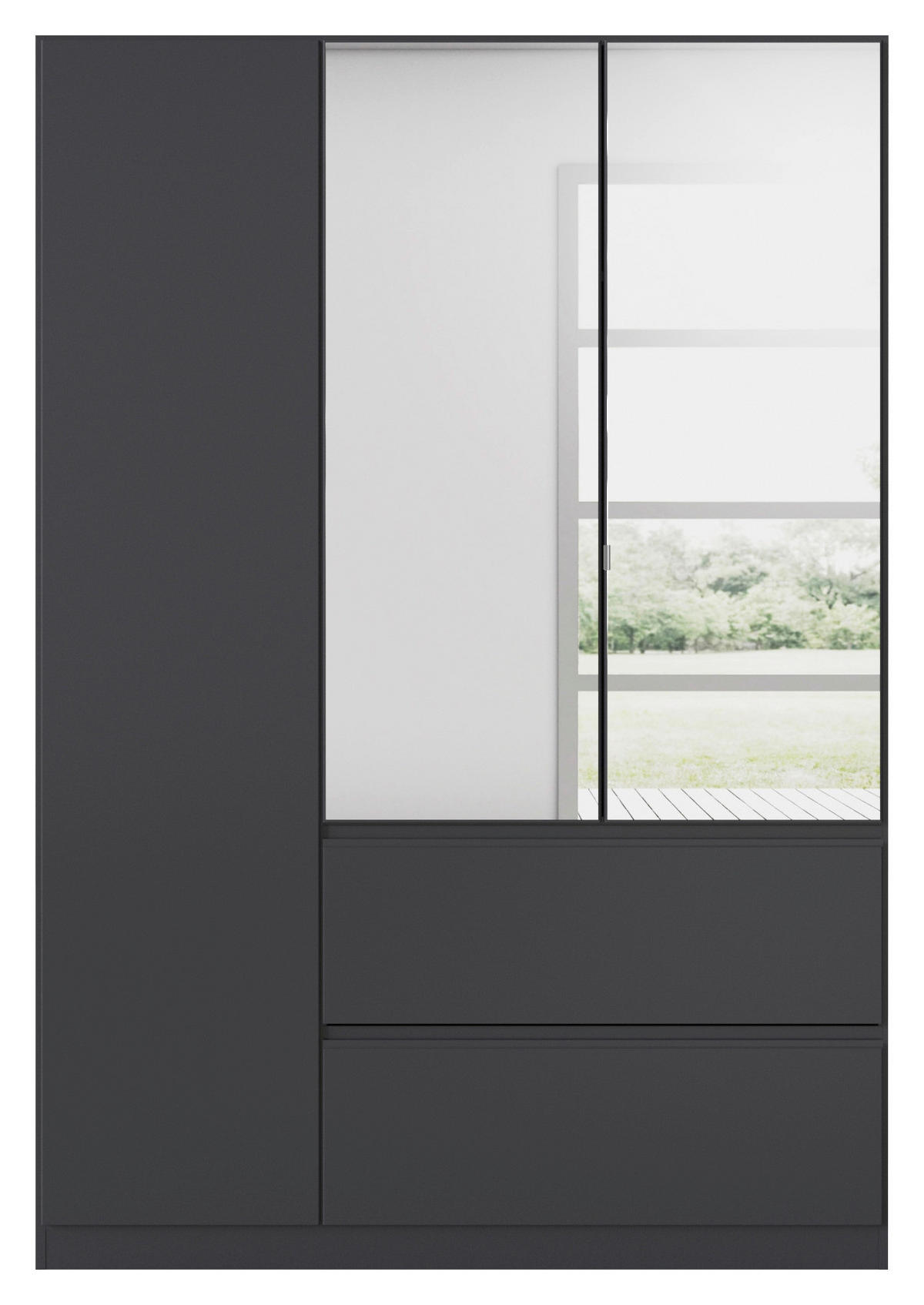 DREHTÜRENSCHRANK in Dunkelgrau  - Dunkelgrau/Grau, Modern, Holzwerkstoff (136/197/54cm) - Rauch Möbel