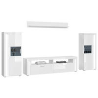 WOHNWAND  in Weiß Hochglanz  351/202/46 cm  - Weiß Hochglanz/Silberfarben, Design, Holzwerkstoff/Kunststoff (351/202/46cm) - MID.YOU