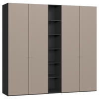 DREHTÜRENSCHRANK 241/220/59 cm,  in Schwarz, Hellbraun, 4-türig  - Hellbraun/Silberfarben, Design, Glas/Holzwerkstoff (241/220/59cm) - Jutzler