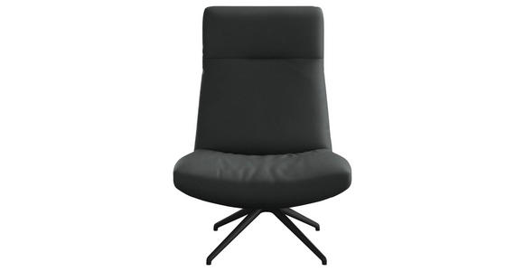 SESSEL in Echtleder Grau - Schwarz/Grau, MODERN, Leder/Metall (74/105/92cm) - Johann Jakob