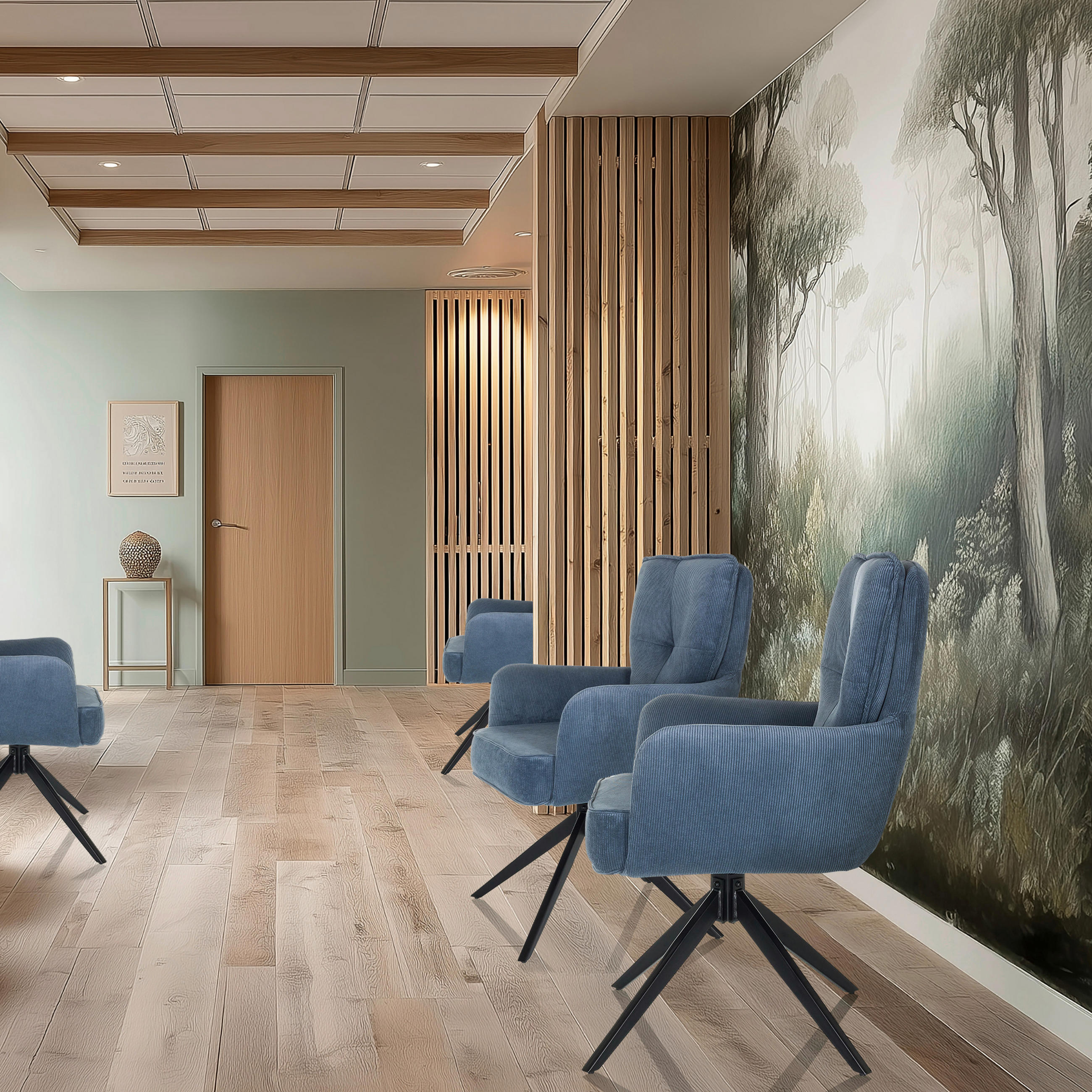 STOL MED ARMSTÖD manchester  - blå/svart, Modern, metall/textil (58/94/60cm) - MID.YOU