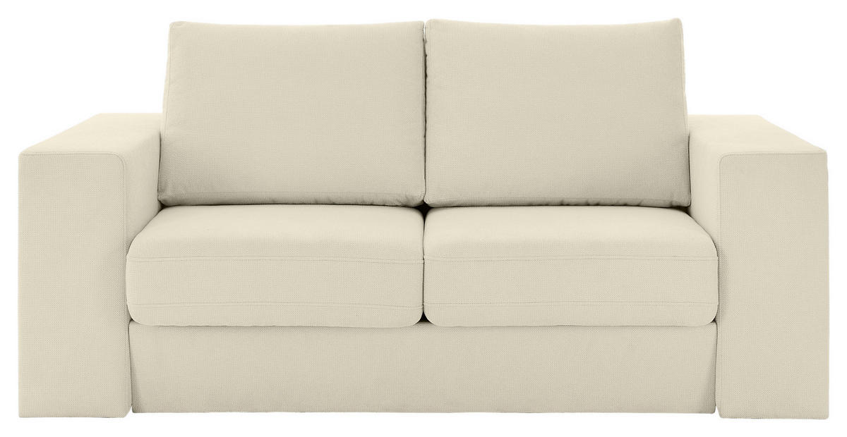 VIERSITZER-SOFA inkl. Hocker LOOKS V-1 Webstoff Creme  - Eichefarben/Creme, Design, Holz/Textil (252/96/107cm) - LOOKS by W.Joop