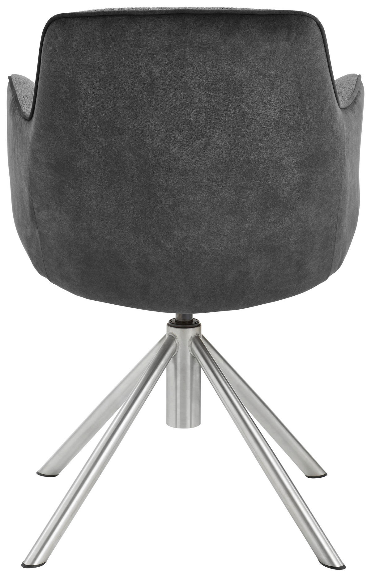 ARMLEHNSTUHL drehbar  in Edelstahl Flachgewebe  - Edelstahlfarben/Anthrazit, Design, Textil/Metall (60/88/64cm) - Novel
