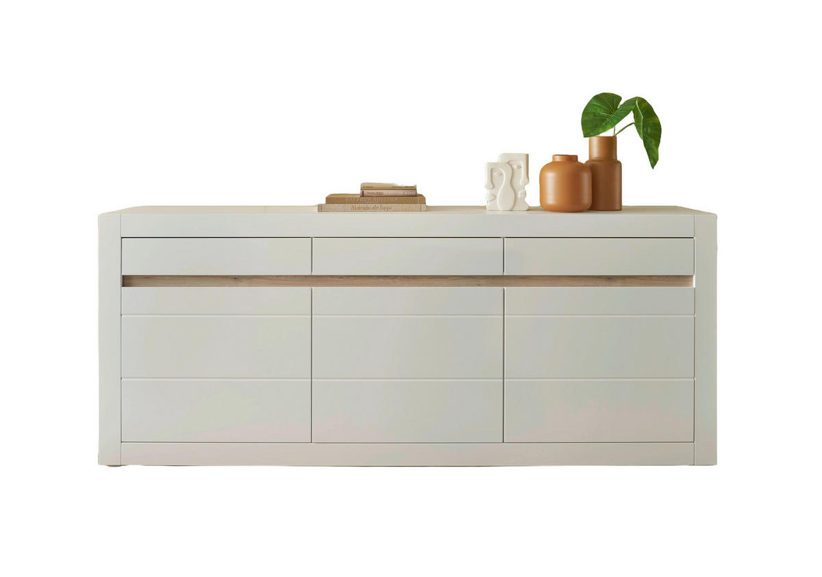 SIDEBOARD  217/90/42 cm 3 Schublade(n)  - Eichefarben/Weiß, Design, Holzwerkstoff (217/90/42cm) - MID.YOU