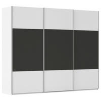 SCHWEBETÜRENSCHRANK 301/223/68 cm 3-türig Graphitfarben, Weiß  - Alufarben/Graphitfarben, KONVENTIONELL, Holzwerkstoff/Metall (301/223/68cm) - Novel