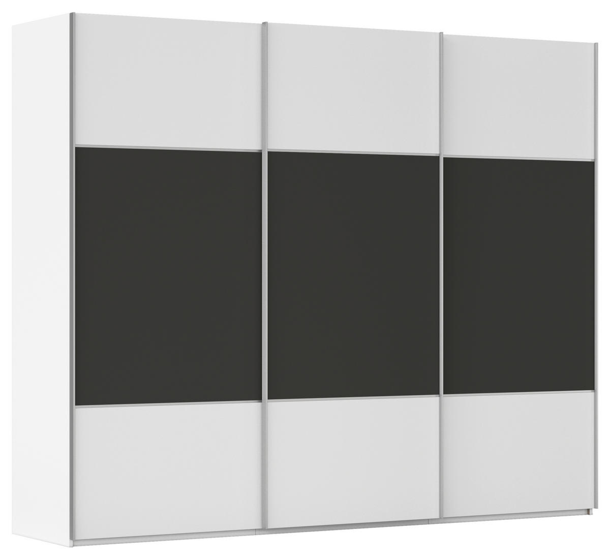 SCHWEBETÜRENSCHRANK 301/223/68 cm 3-türig Graphitfarben, Weiß  - Alufarben/Graphitfarben, KONVENTIONELL, Holzwerkstoff/Metall (301/223/68cm) - Novel