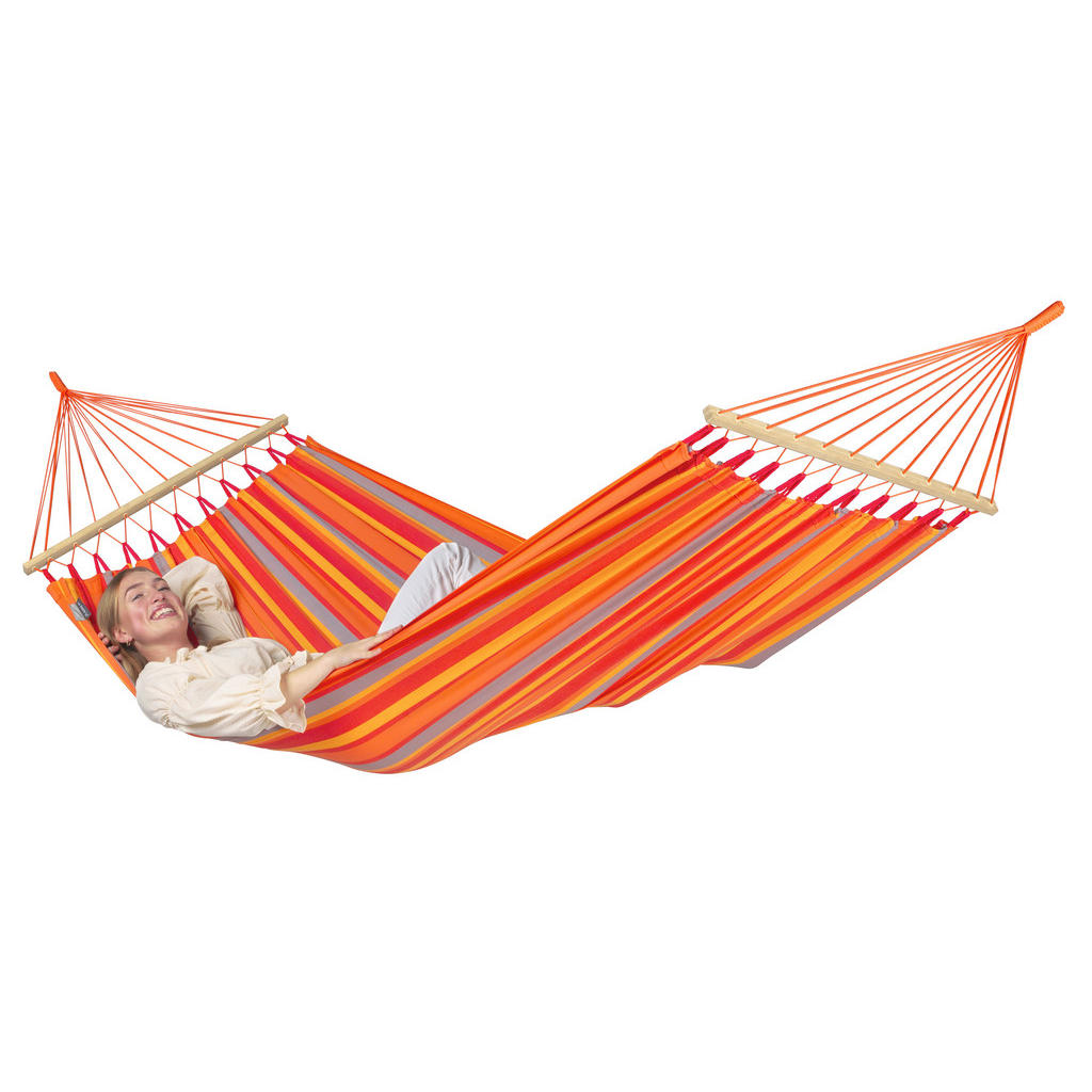 Thumbnail - La Siesta Hängematte, Gelb, Orange, Rot, Hellgrau, Holz, Textil, Bambus, 140x300 cm, wetterbeständig, UV-beständig, rege...