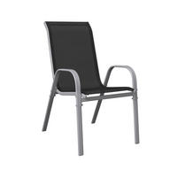 GARTENSESSEL-SET Metall, Textil Schwarz, Silberfarben  - Silberfarben/Schwarz, MODERN, Textil/Metall (54/94/73cm) - Ambia Garden