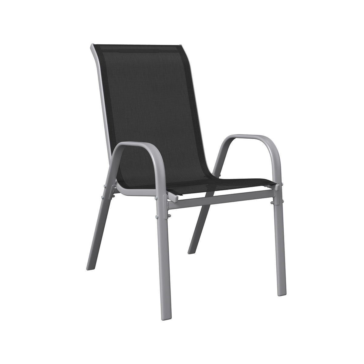 GARTENSESSEL-SET Eisen Schwarz, Silberfarben  - Silberfarben/Schwarz, MODERN, Textil/Metall (54/94/73cm) - Ambia Garden