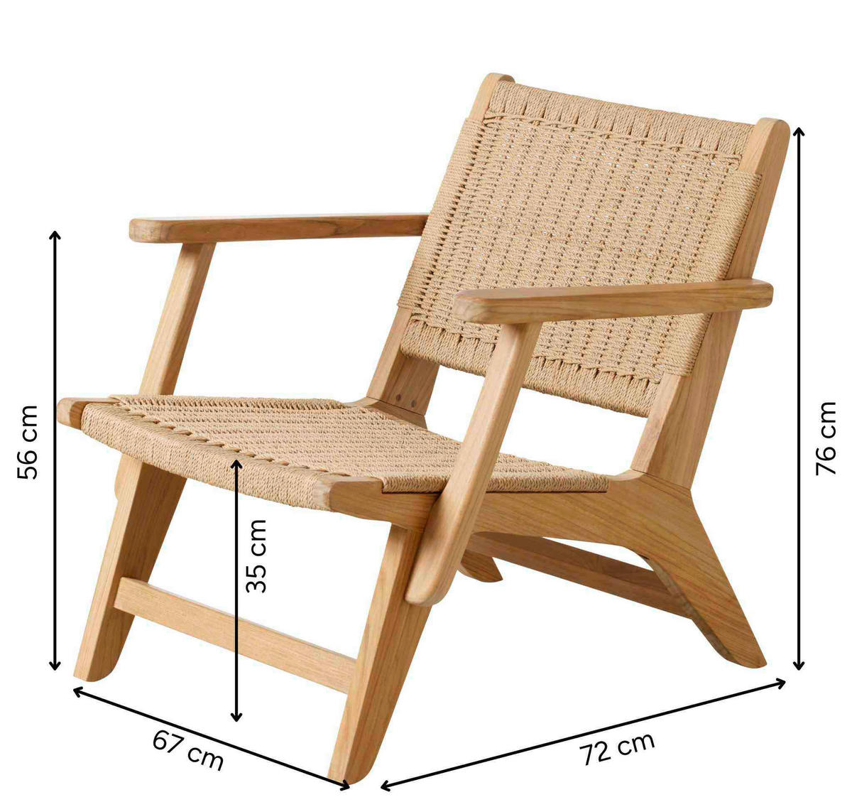LOUNGESESSEL  - Hellbraun/Teakfarben, Natur, Holz/Papier (68/71/72cm) - Gardenson