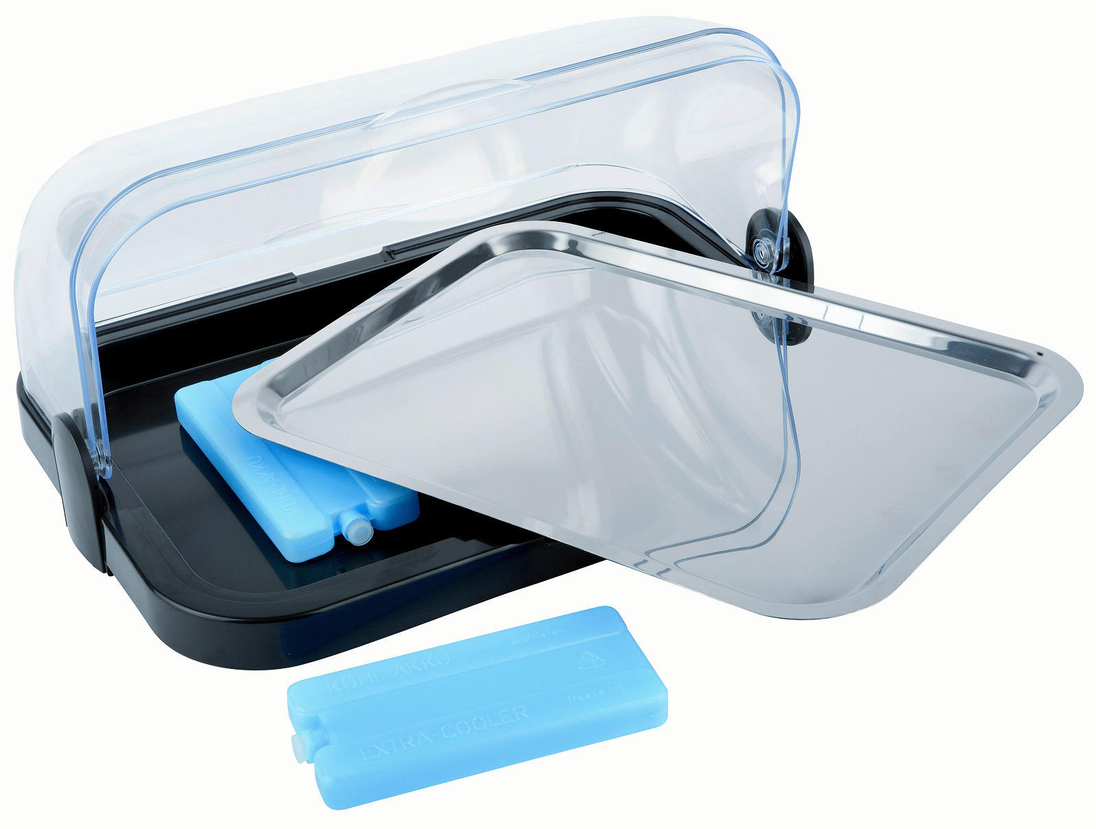 SERVIERPLATTE  - Blau/Edelstahlfarben, Basics, Kunststoff/Metall (44/32/20,5cm)