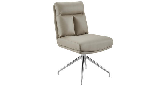 STUHL - Taupe/Edelstahlfarben, Design, Textil/Metall (51,5/89,5/65cm) - Novel