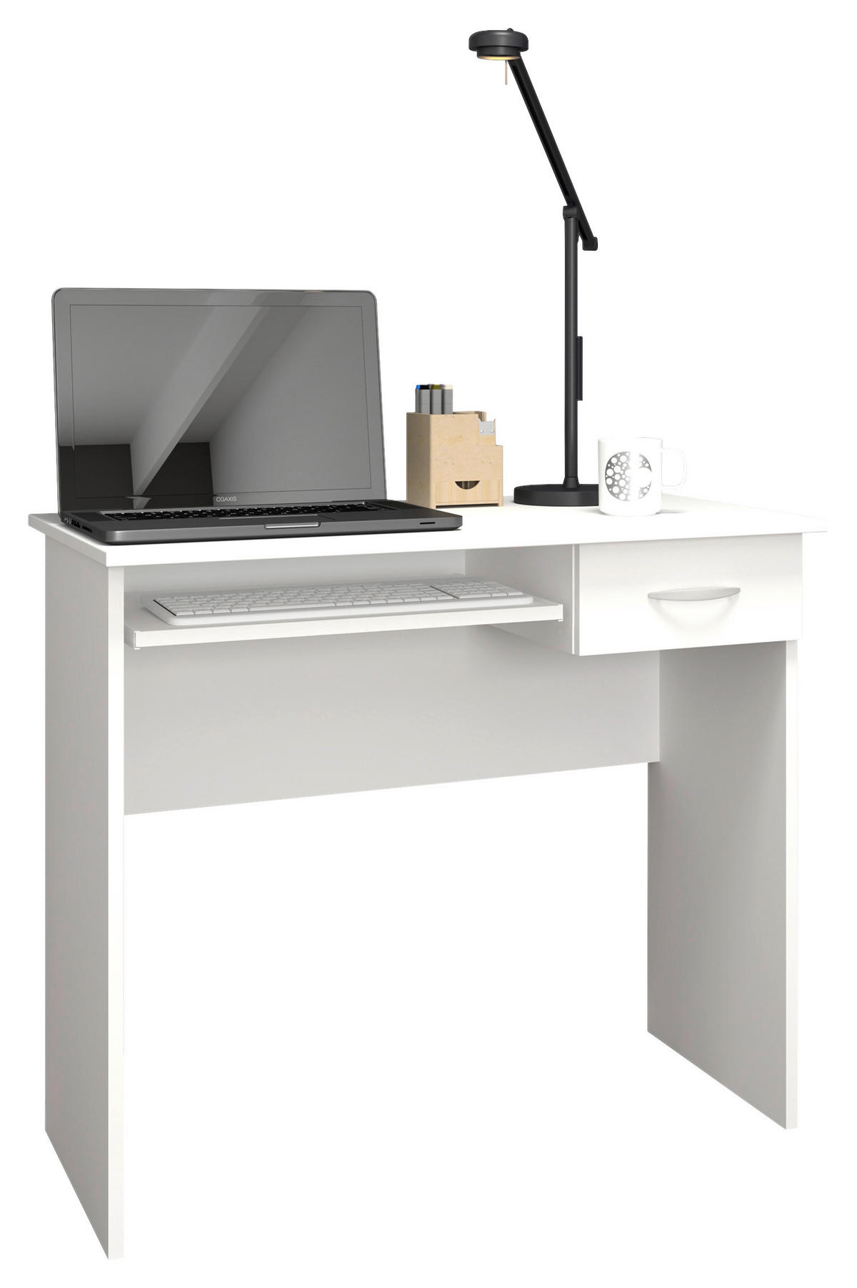 SCHREIBTISCH 85/50/75 cm  in Weiss  - Weiss/Alufarben, Modern, Holzwerkstoff/Metall (85/50/75cm) - MID.YOU