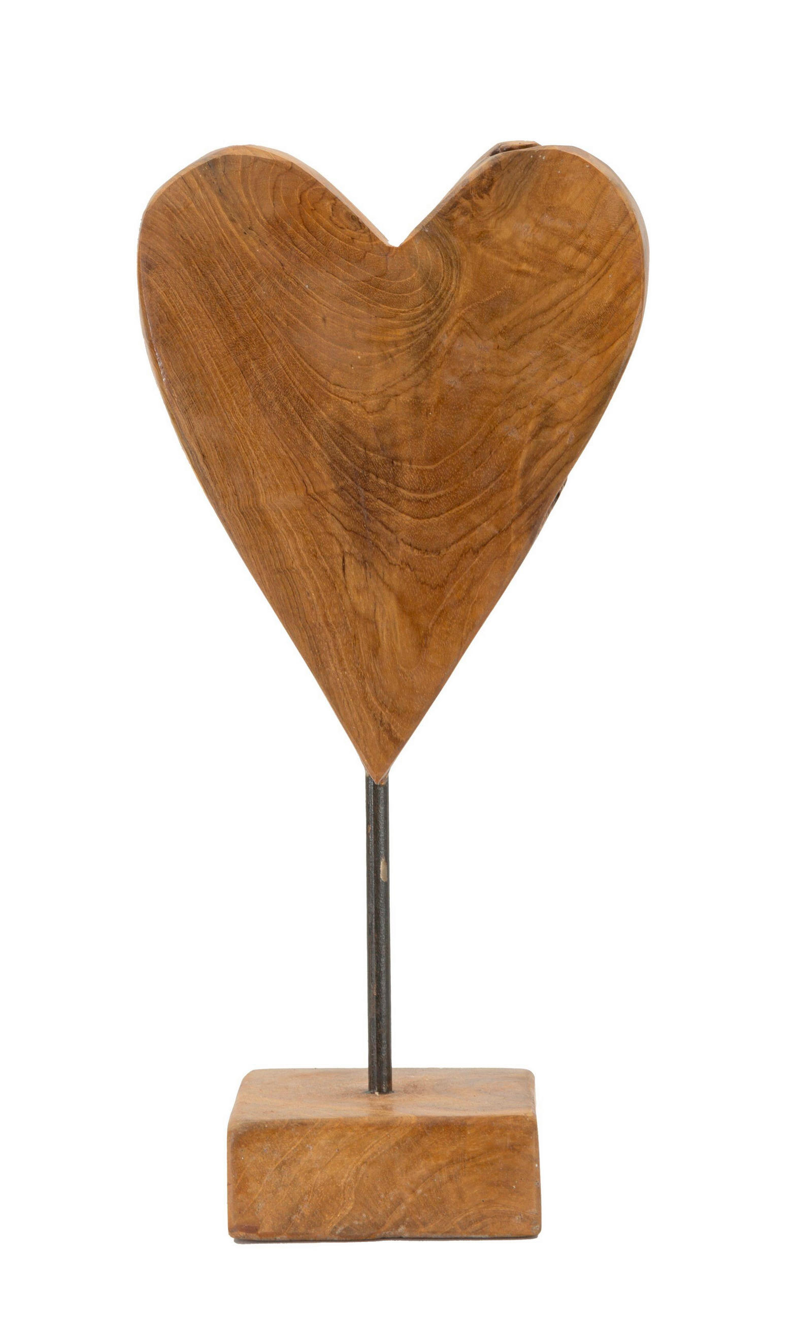 Skulptur Heart Teak Braun, B: 15 Cm