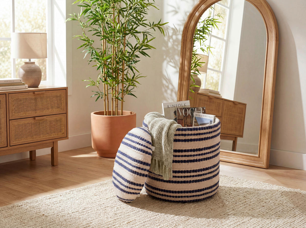 HOCKER Textil Beige  - Beige, Design, Textil (40/45/40cm) - Livetastic