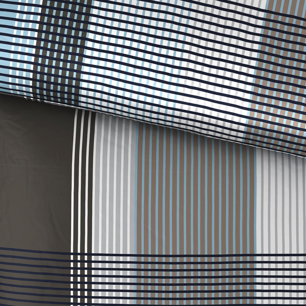POSTELJINA CHECKERS 140/200 cm saten plava, siva  - siva/plava, Konvencionalno, tekstil (140/200cm) - Boxxx