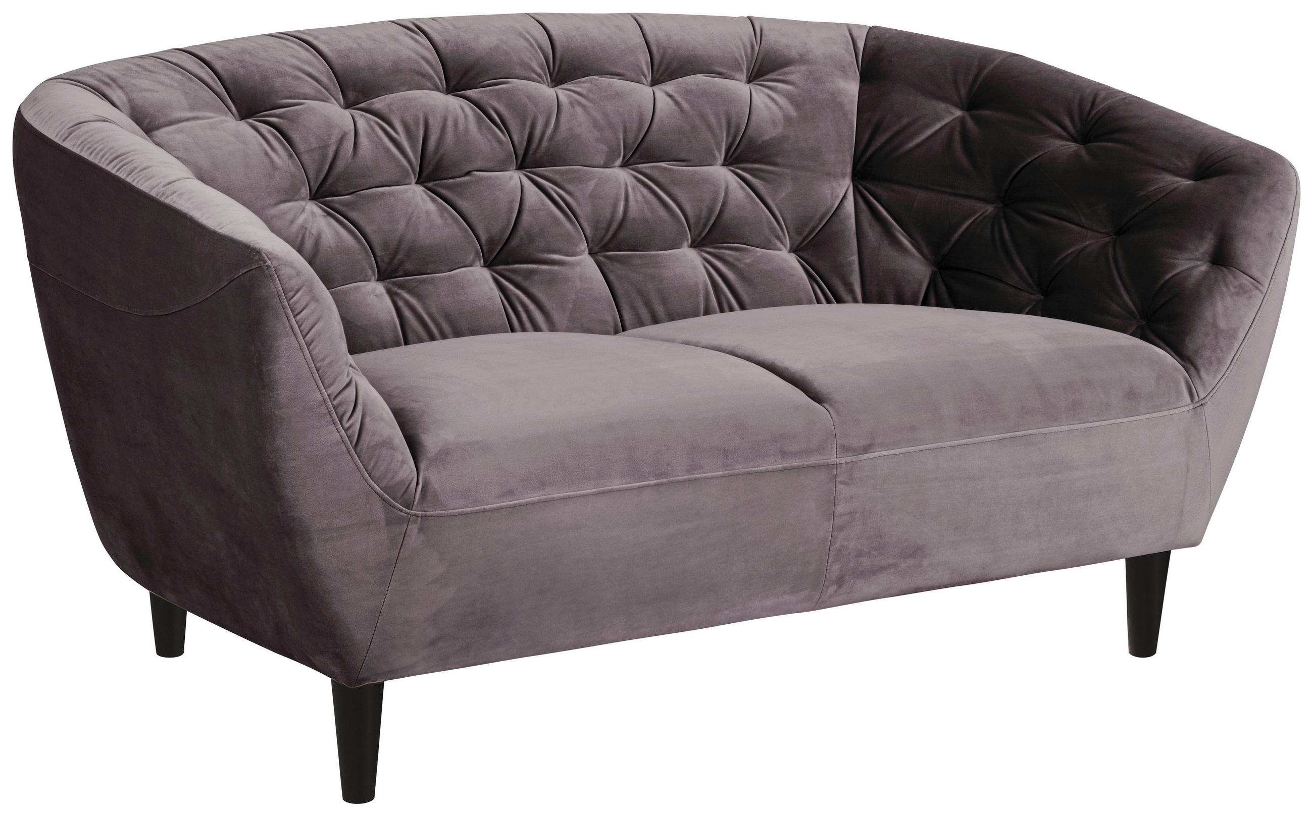 CHESTERFIELD-SOFA Dunkelgrau Samt  - Dunkelgrau/Schwarz, Trend, Holz/Textil (150/78/84cm) - Ambia Home