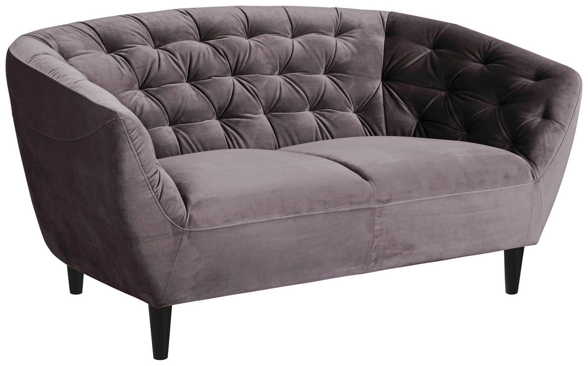 CHESTERFIELD-SOFA in Samt Dunkelgrau  - Dunkelgrau/Schwarz, Trend, Holz/Textil (150/78/84cm) - Ambia Home