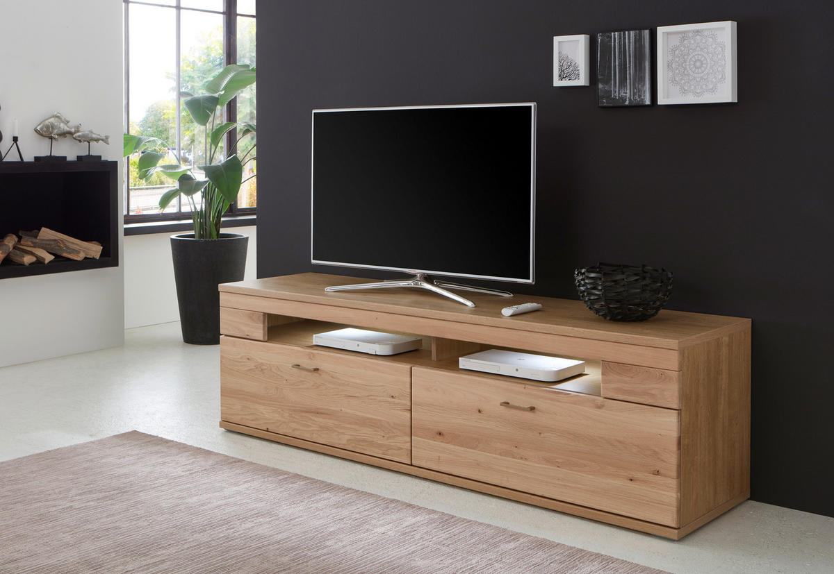 WOHNWAND  in Alteiche 317,1/171/50,2 cm  - Alteiche/Silberfarben, Konventionell, Glas/Holz (317,1/171/50,2cm) - Livetastic