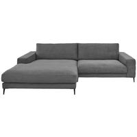 ECKSOFA Ottomane links  Anthrazit Feincord  - Anthrazit/Schwarz, Design, Textil/Metall (207/293cm) - Dieter Knoll