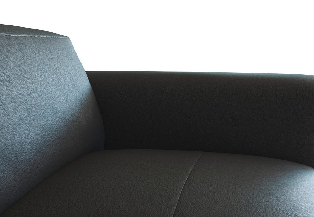 2-SITZER-SOFA Schwarz Echtleder  - Schwarz, Design, Leder/Holz (187/73/102cm) - Livetastic