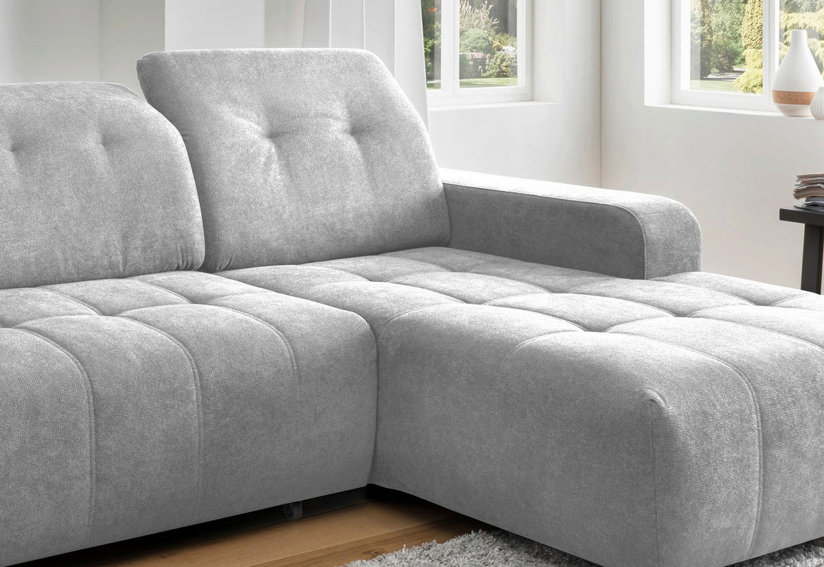 ECKSOFA Vicari Grau Chenille  - Schwarz/Grau, MODERN, Textil/Metall (185/292cm) - Livetastic