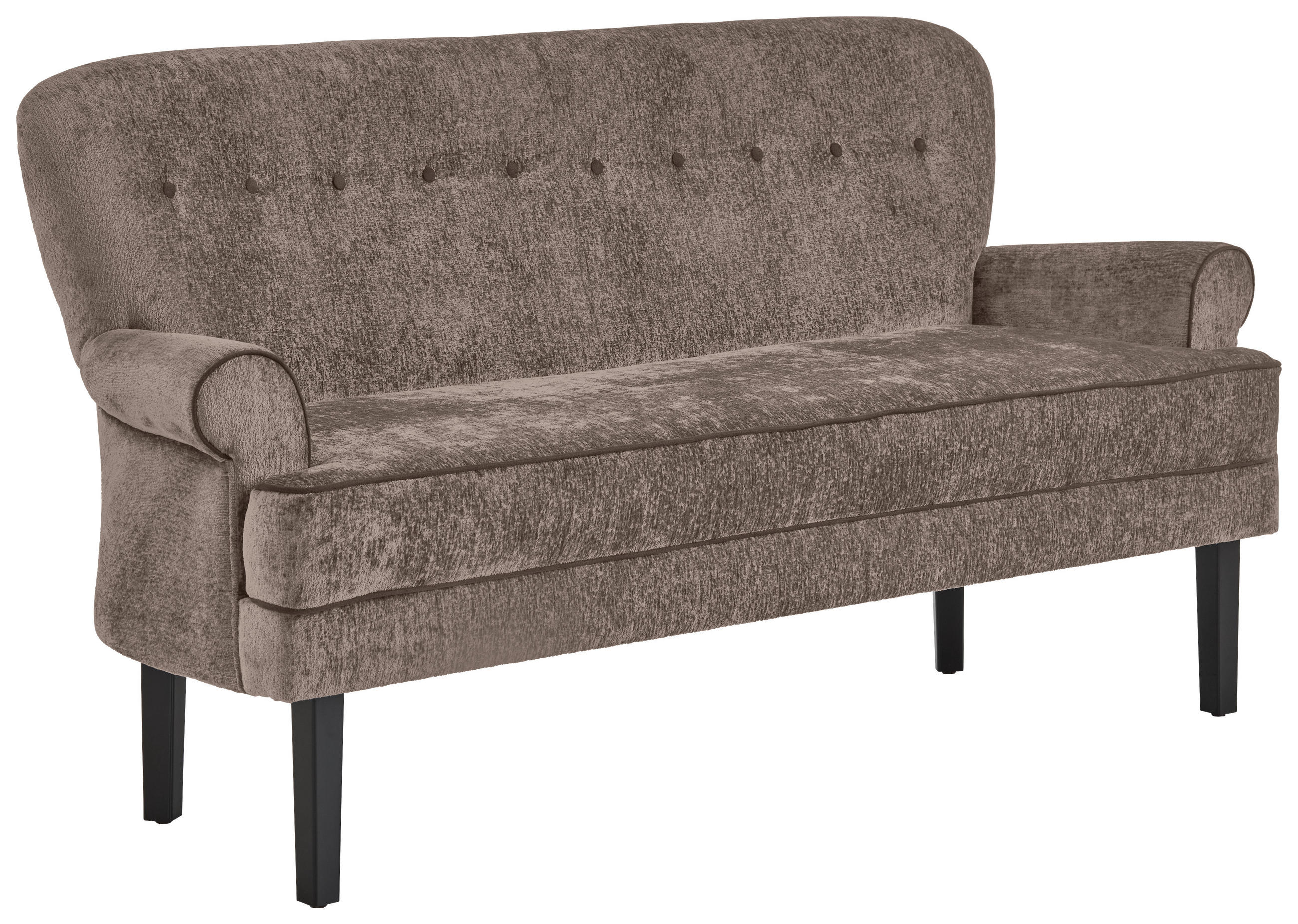 SITZBANK 180/91/75 cm Flachgewebe Schwarz, Taupe Buche massiv  - Taupe/Schwarz, LIFESTYLE, Holz/Textil (180/91/75cm) - Valdera