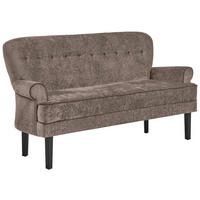 SITZBANK in Holz, Textil Schwarz, Taupe  - Taupe/Schwarz, Lifestyle, Holz/Textil (180/91/75cm) - Valdera