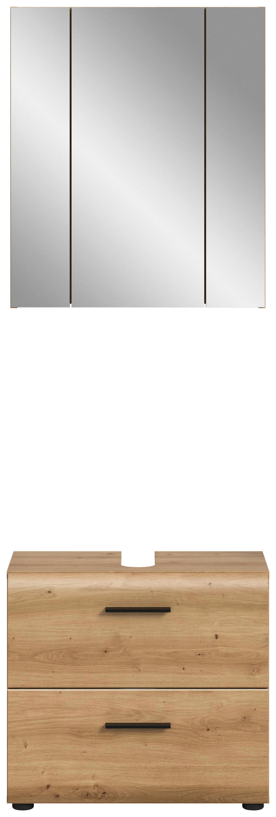 BADEZIMMER 2-teilig 60 cm  - Schwarz/Eiche Artisan, Basics, Holzwerkstoff (60cm) - MID.YOU