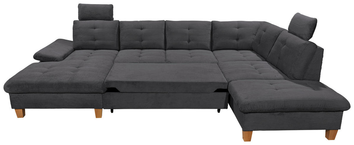 WOHNLANDSCHAFT Anthrazit Cord  - Eichefarben/Anthrazit, KONVENTIONELL, Holz/Textil (170/324/220cm) - MID.YOU