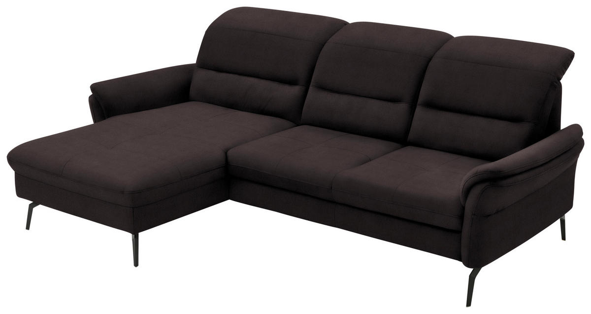 ECKSOFA in Flachgewebe Dunkelgrau  - Dunkelgrau/Schwarz, Konventionell, Textil/Metall (181/260cm) - Beldomo Speed
