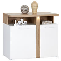 ŠIROKA KOMODA, bela, barve hrasta  - barve kroma/siva, Moderno, kovina/umetna masa (103,5/85,9/43,2cm) - Hom`in