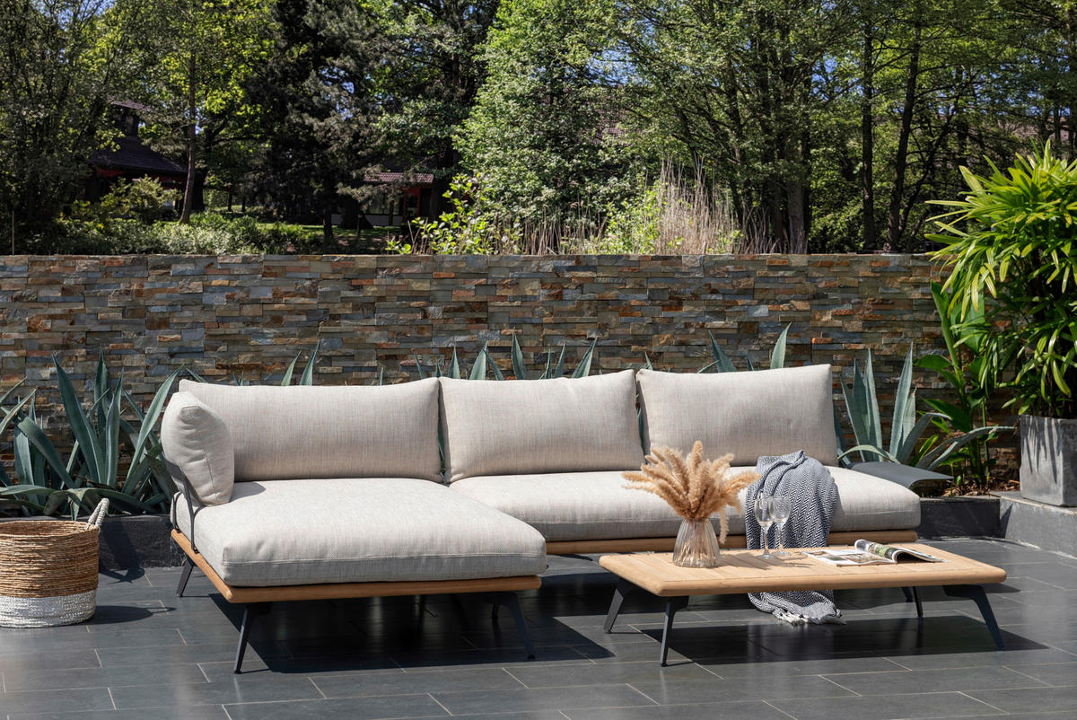 LOUNGEGARNITUR 150/280 cm Aluminium, Stahl  - Greige/Dunkelgrau, Design, Textil/Metall (150/280cm) - Amatio