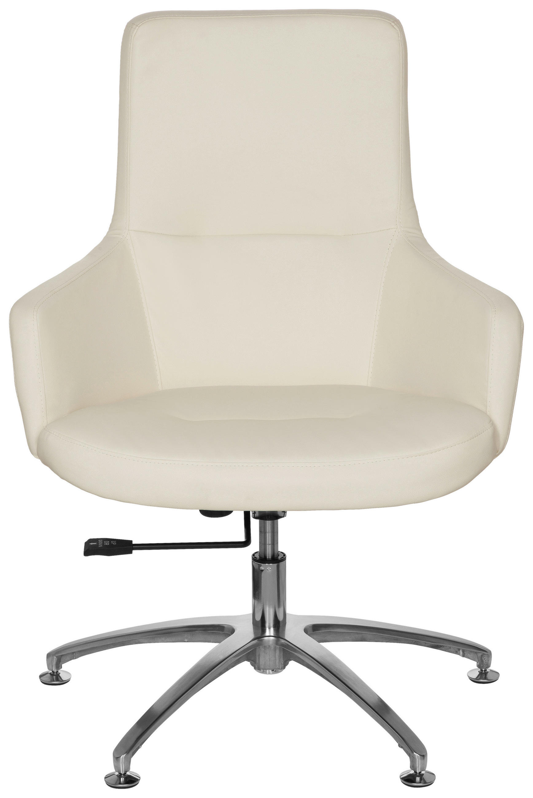 BESÖKSSTOL  i läderimitation cremefärgad  - kromfärg/cremefärgad, Modern, metall/textil (60/108/48cm) - MID.YOU