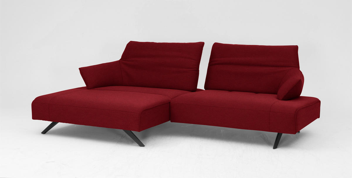 ECKSOFA in Struktur Rot  - Anthrazit/Rot, Design, Textil/Metall (165/276cm) - Himolla