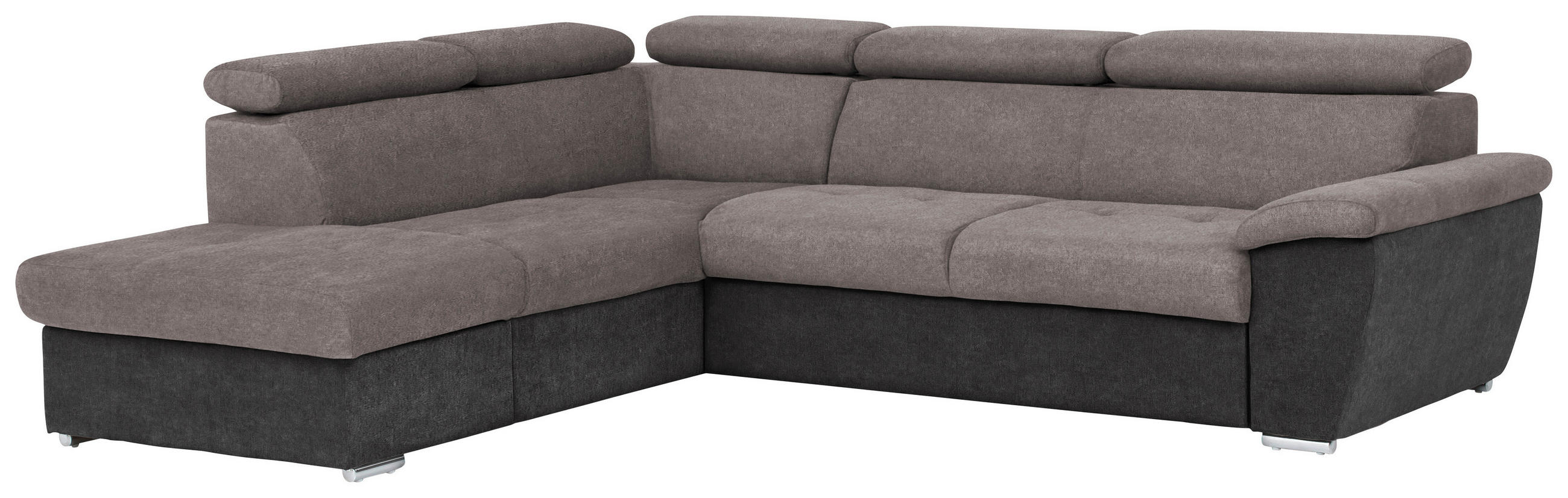 ECKSOFA in Mikrofaser Grau, Schwarz  - Chromfarben/Schwarz, Design, Textil/Metall (216/262cm) - Livetastic