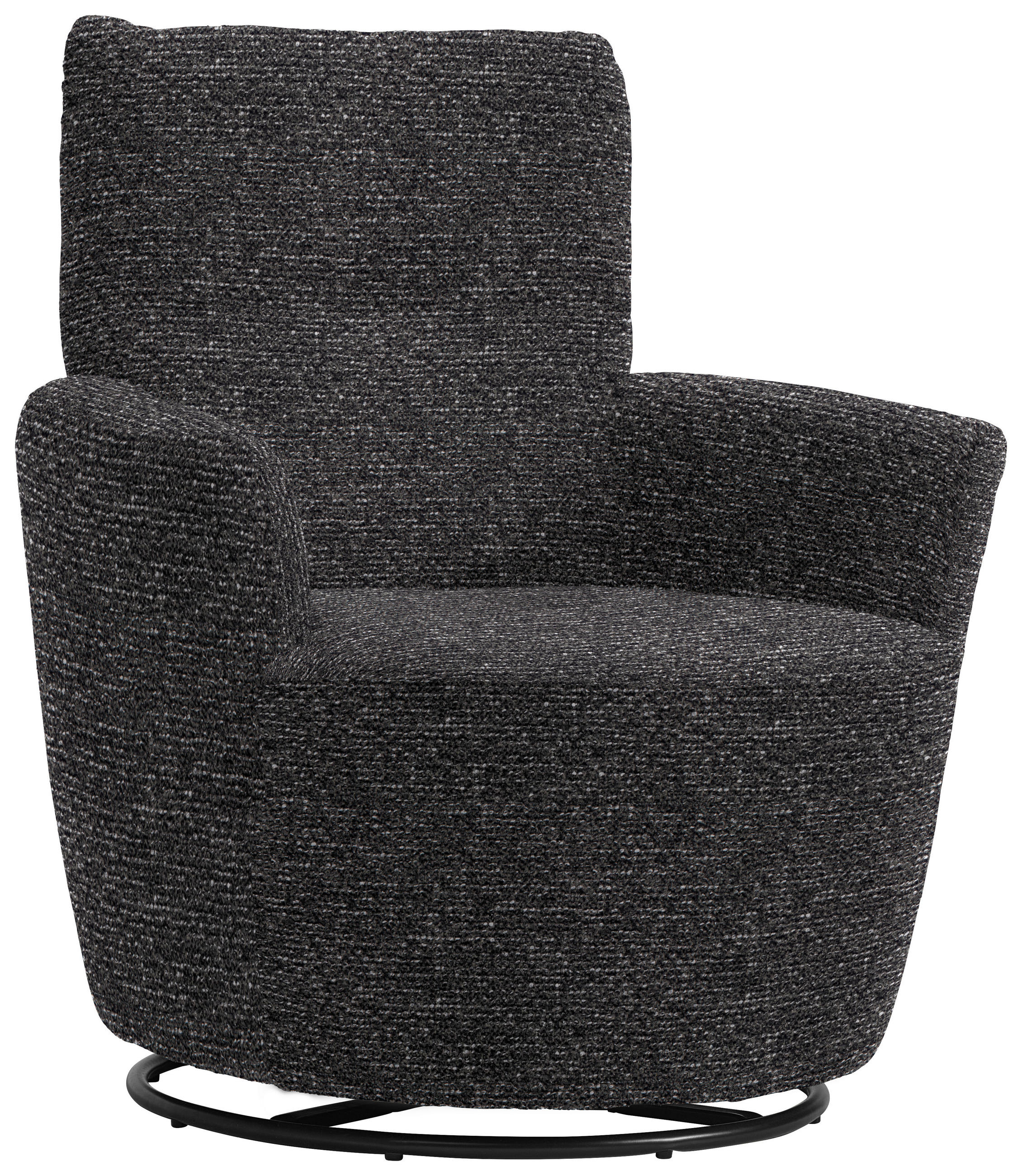 SESSEL in Chenille, Flachgewebe Dunkelgrau  - Dunkelgrau/Schwarz, Design, Textil/Metall (81/92/84cm) - Xora