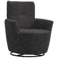 SESSEL in Chenille, Flachgewebe Dunkelgrau  - Dunkelgrau/Schwarz, Design, Textil/Metall (81/92/84cm) - Xora