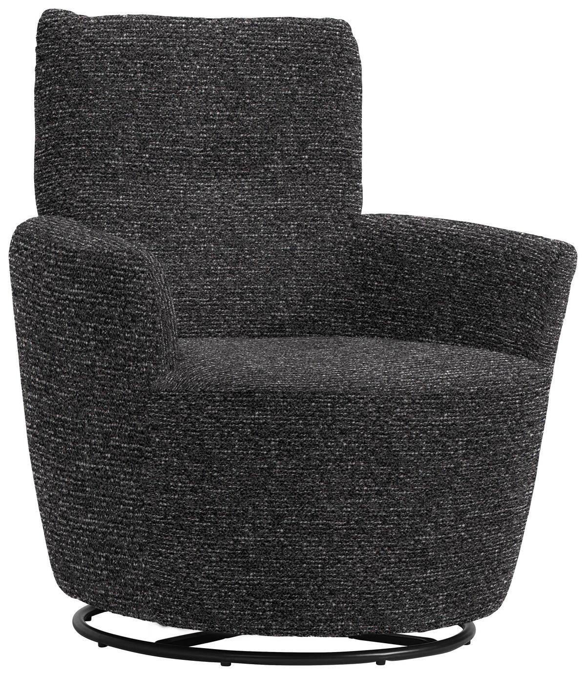 SESSEL in Chenille, Flachgewebe Dunkelgrau  - Dunkelgrau/Schwarz, Design, Textil/Metall (81/92/84cm) - Xora