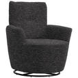 SESSEL in Chenille, Flachgewebe Dunkelgrau  - Dunkelgrau/Schwarz, Design, Textil/Metall (81/92/84cm) - Xora