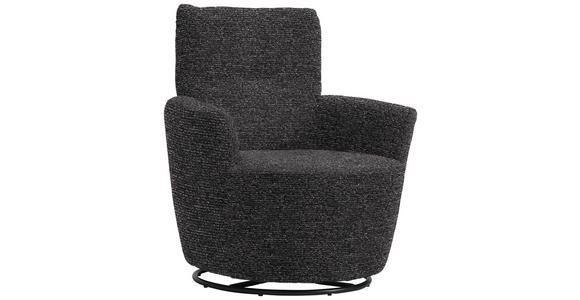SESSEL in Chenille, Flachgewebe Dunkelgrau  - Dunkelgrau/Schwarz, Design, Textil/Metall (81/92/84cm) - Xora