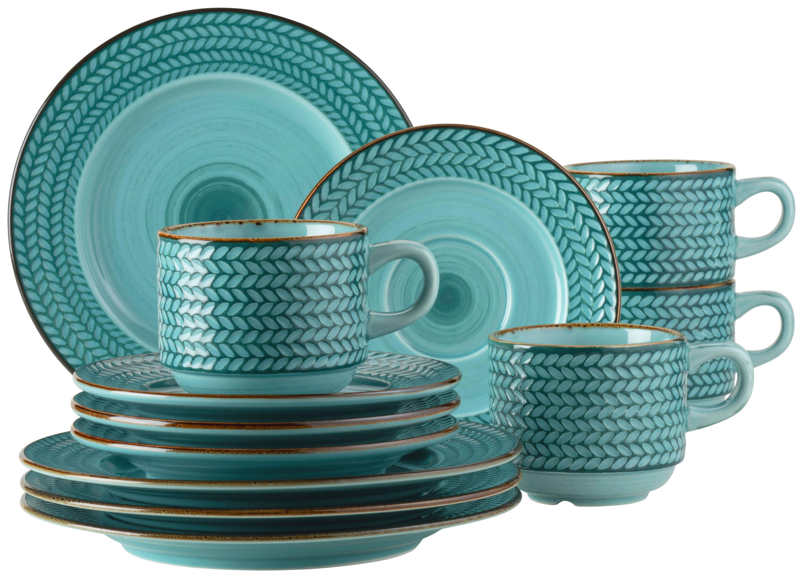 KAFFEESERVICE Blau 12-teilig Prospero  - Blau, Basics, Keramik (24,5/24,5/22,5cm) - Mäser