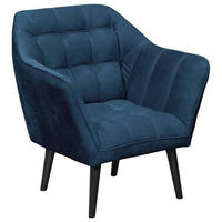 COCKTAILSESSEL Mikrovelours Blau    - Blau/Schwarz, MODERN, Holz/Textil (84/87/70cm) - MID.YOU