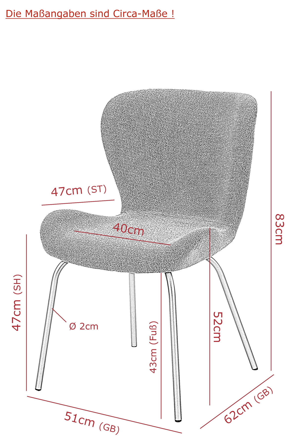 STUHL-SET 2 Stück  in Stahl Webstoff  - Beige/Creme, MODERN, Textil/Metall (50/83,5/60cm) - MID.YOU