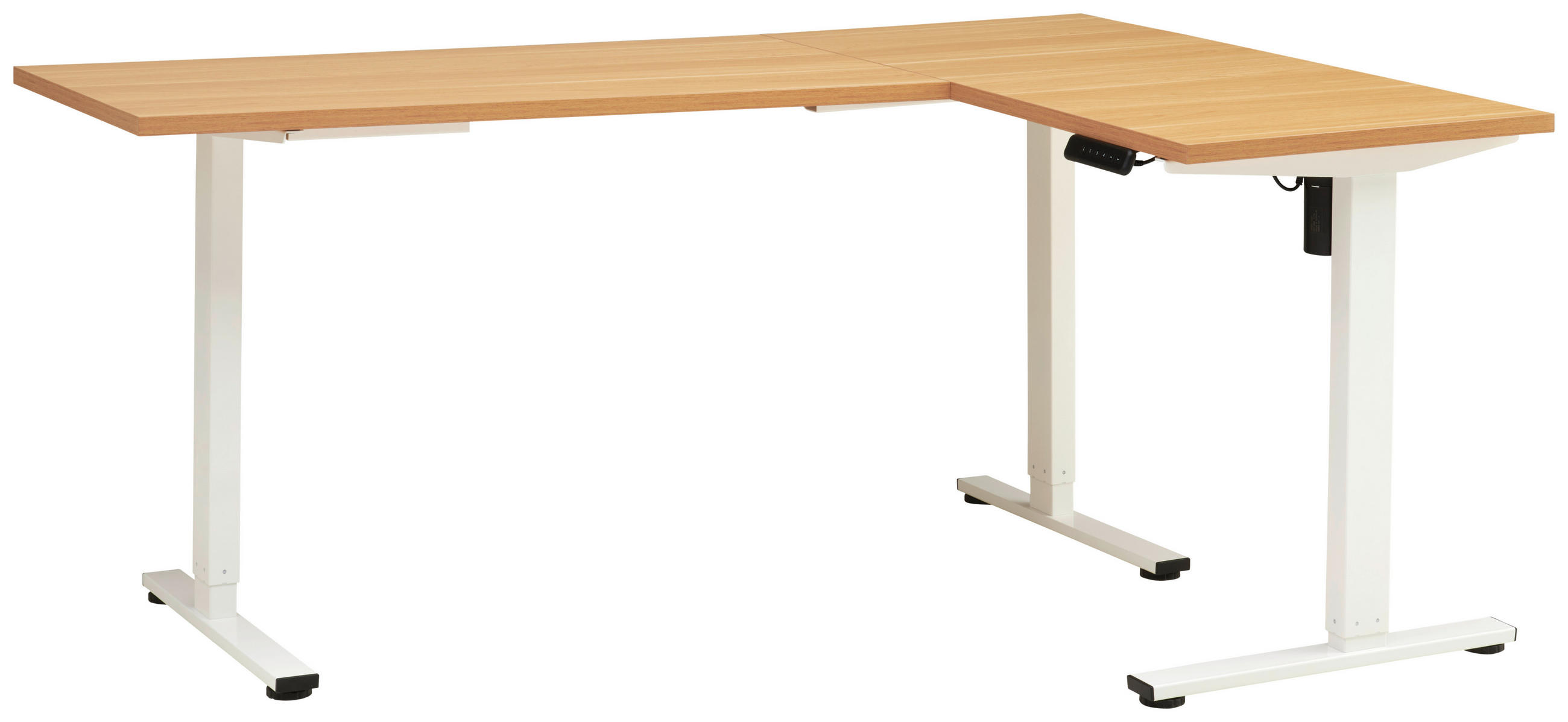 SCHREIBTISCH höhenverstellbar  - Eichefarben/Weiß, MODERN, Holzwerkstoff/Metall (180/74,5/119/120cm) - MID.YOU