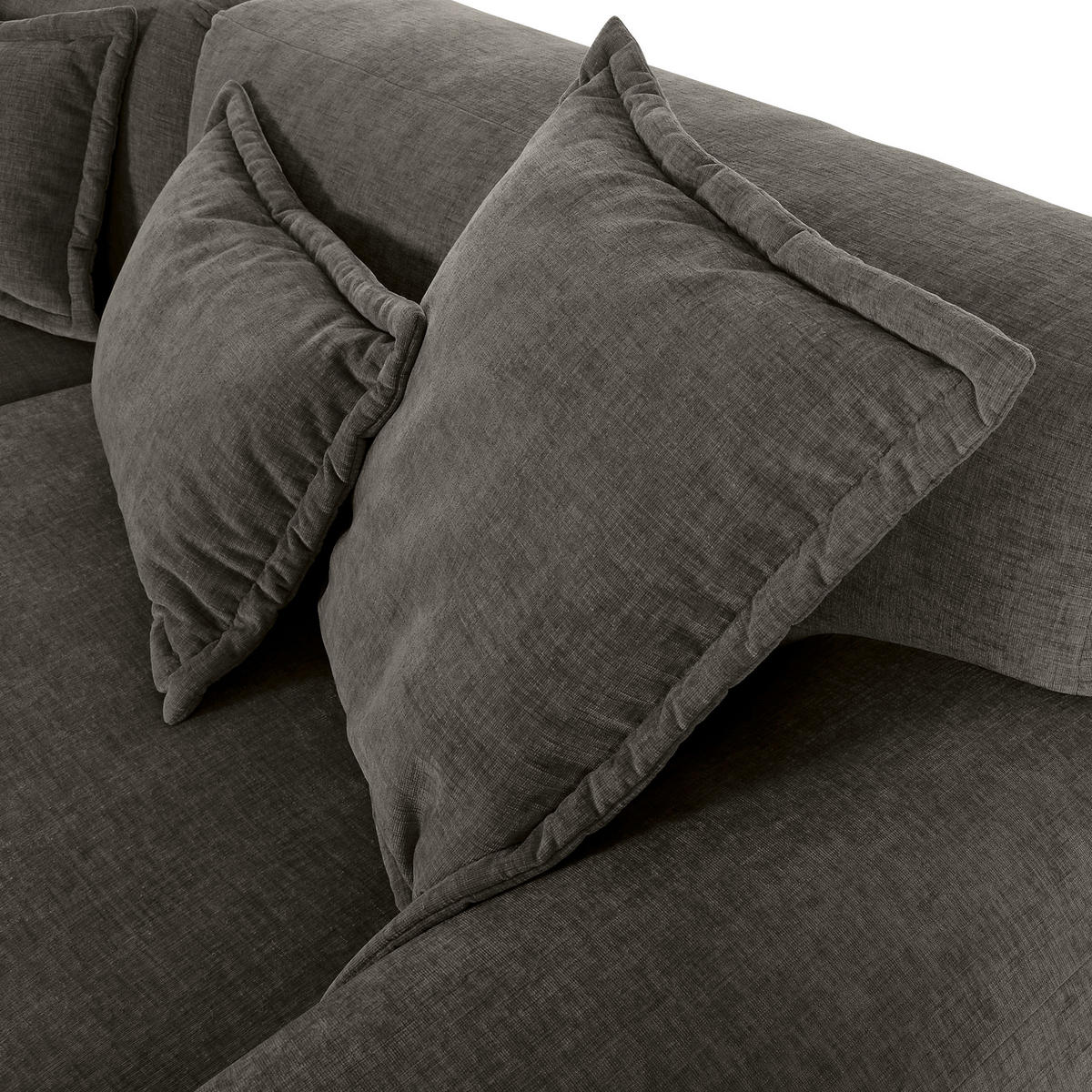 ECKSOFA in Flachgewebe Dunkelgrau  - Dunkelgrau/Schwarz, Konventionell, Kunststoff/Textil (174/274cm) - Carryhome