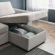 ECKSOFA inkl. Schlaffunktion Hellgrau Velours, Cord  - Hellgrau/Schwarz, Design, Kunststoff/Textil (155/243cm) - Xora