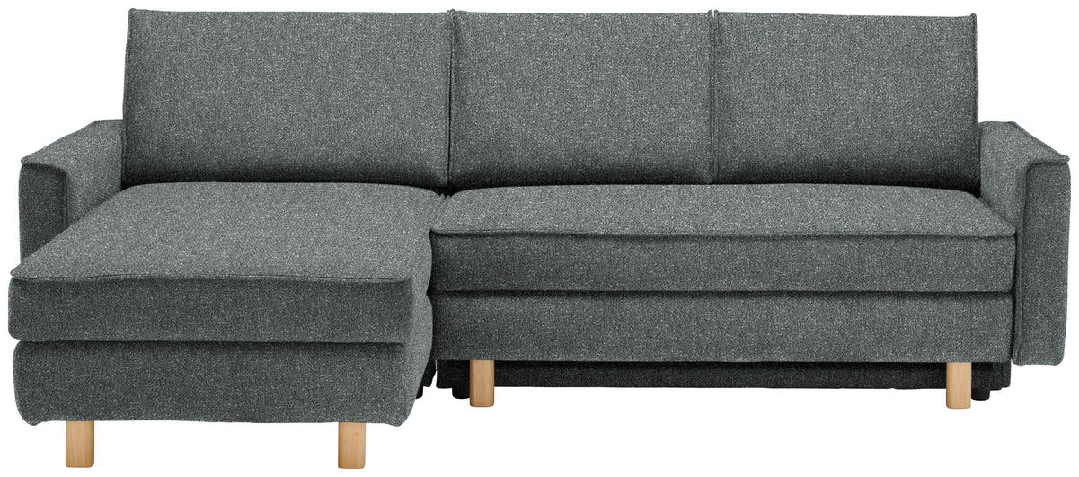 ECKSOFA  in Mikrovelours Graugrün  170/237 cm  - Eichefarben/Graugrün, KONVENTIONELL, Holz/Textil (170/237cm) - Sedda