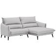 ECKSOFA in Velours Hellgrau  - Hellgrau/Schwarz, Design, Holz/Textil (238/170cm) - Carryhome