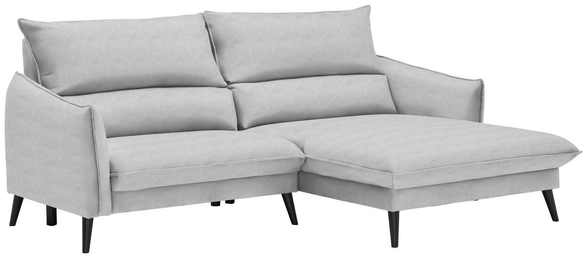 ECKSOFA in Velours Hellgrau  238/170 cm  - Hellgrau/Schwarz, Design, Holz/Textil (238/170cm) - Carryhome